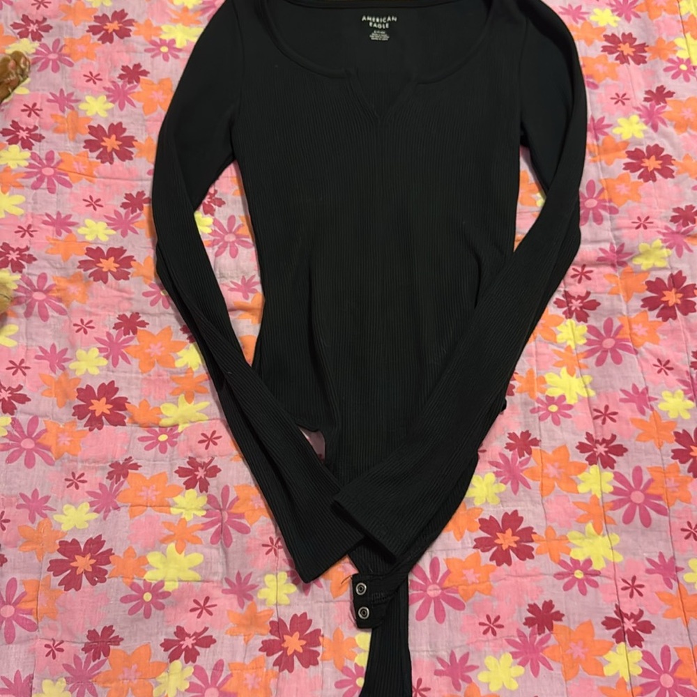 American Eagle Black Long Sleeve Bodysuit